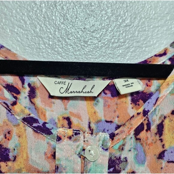 Caffè Marrakesh Feminine Floral Button Down Tank Top Blouse 100% Rayon Size 3X - Picture 3 of 12